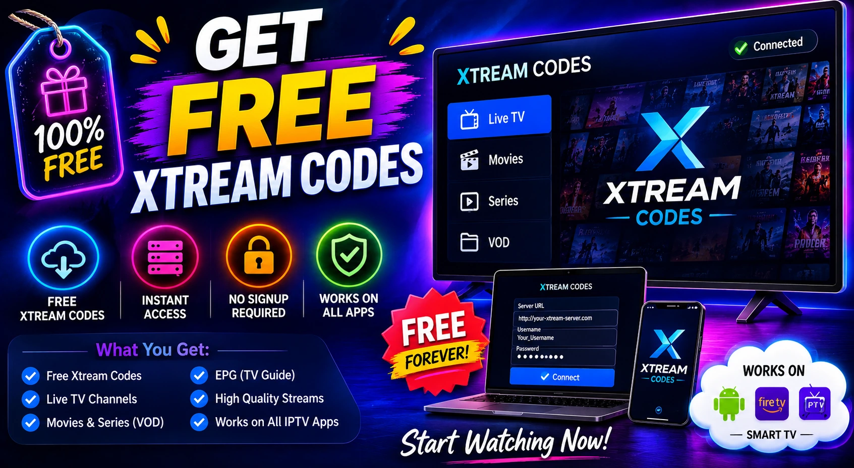 Free Xtream Codes - How to Get IPTV Access Safely - Looking for free Xtream Codes in 2026? Learn how to access IPTV safely, avoid scams, and test services using free trials.