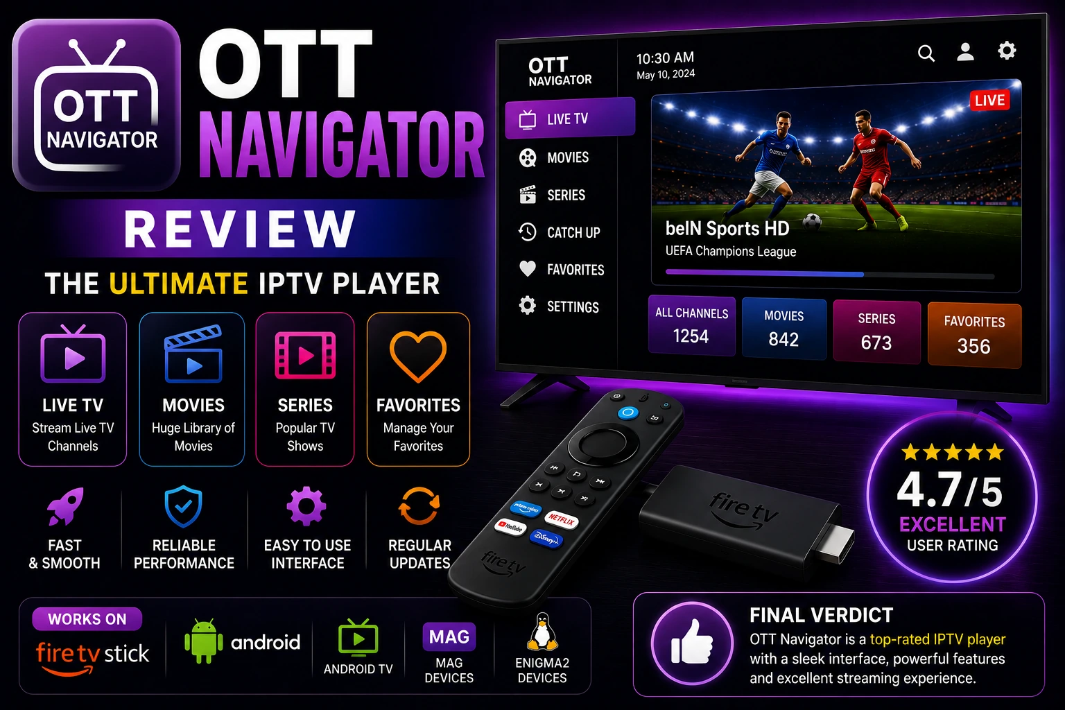 OTT Navigator Review - Complete OTT Navigator (OTTPLAY) review covering features, pricing, setup, and performance. Best IPTV player for advanced users with recording and customization.