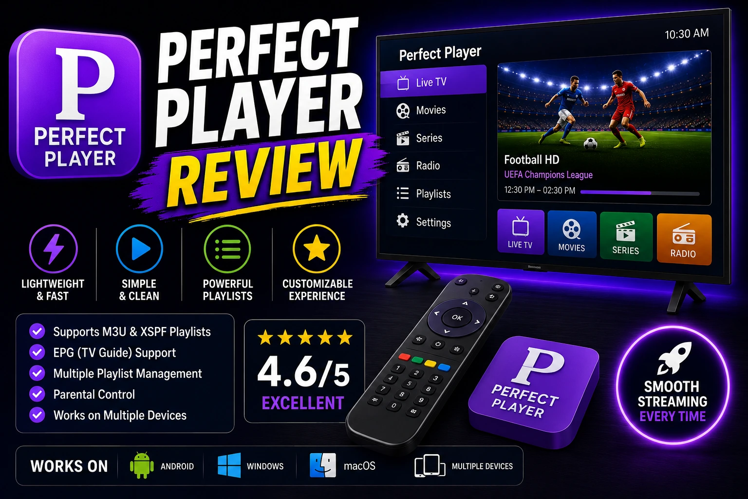 Perfect Player Review - Complete Perfect Player review covering features, setup, pros & cons. Is this free IPTV player the right choice? Expert analysis inside.