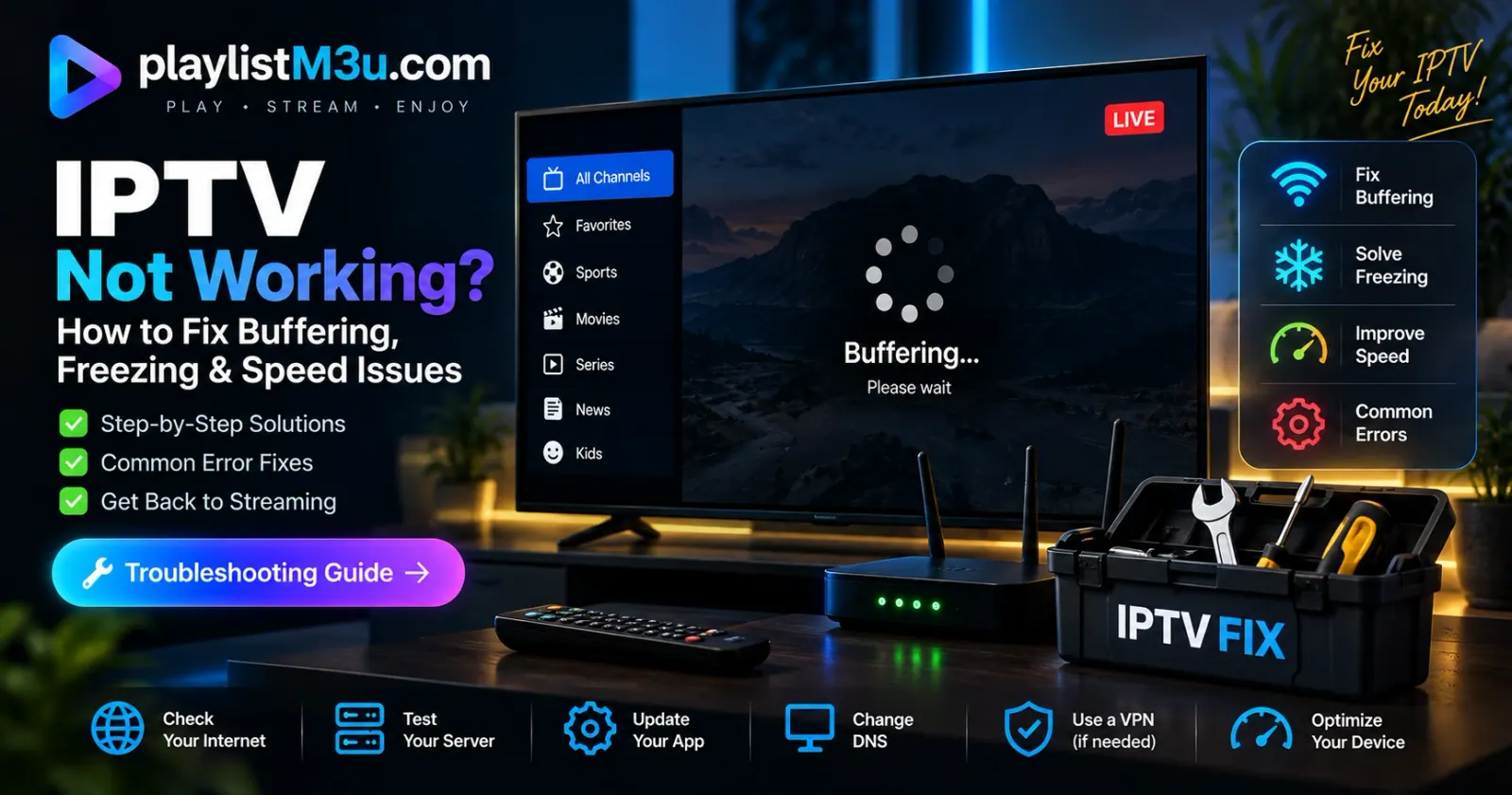 Fix IPTV buffering, freezing and speed issues guide
