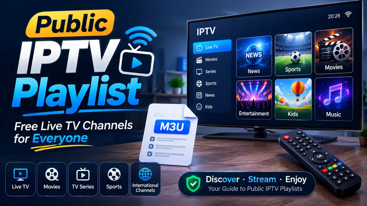 Public IPTV playlist — verified free M3U sources